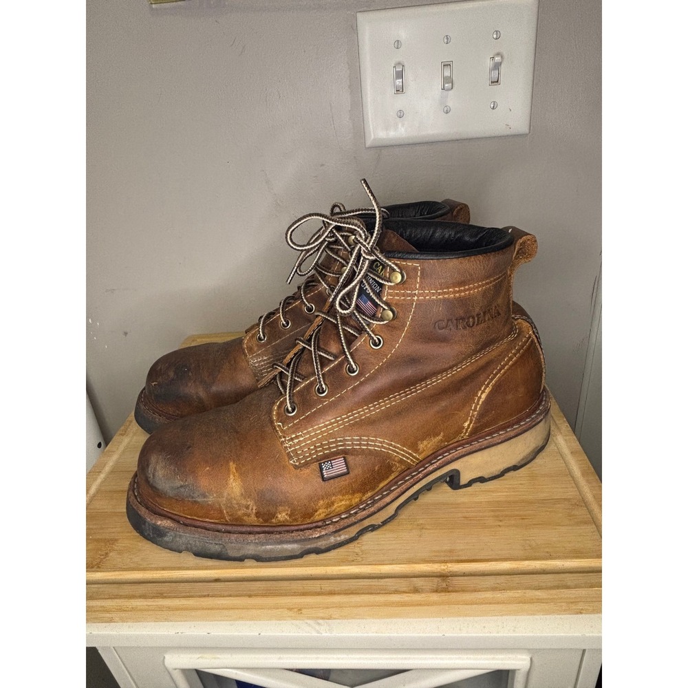 Carolina CA7029 Mens 10.5 2E Brown Leather Work Boots Union Made EH Rated